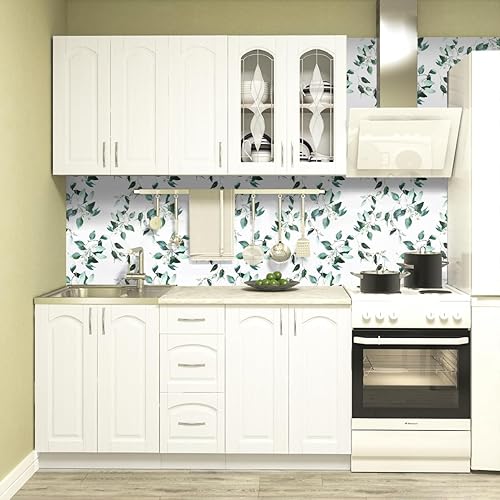 Miniatura 9 de Erfoni - Papel tapiz autoadhesivo de hojas verdes, papel adhesivo floral de 17.7 x 196.8 pulgadas, hojas verdes, hojas de oliva, flores botánicas,