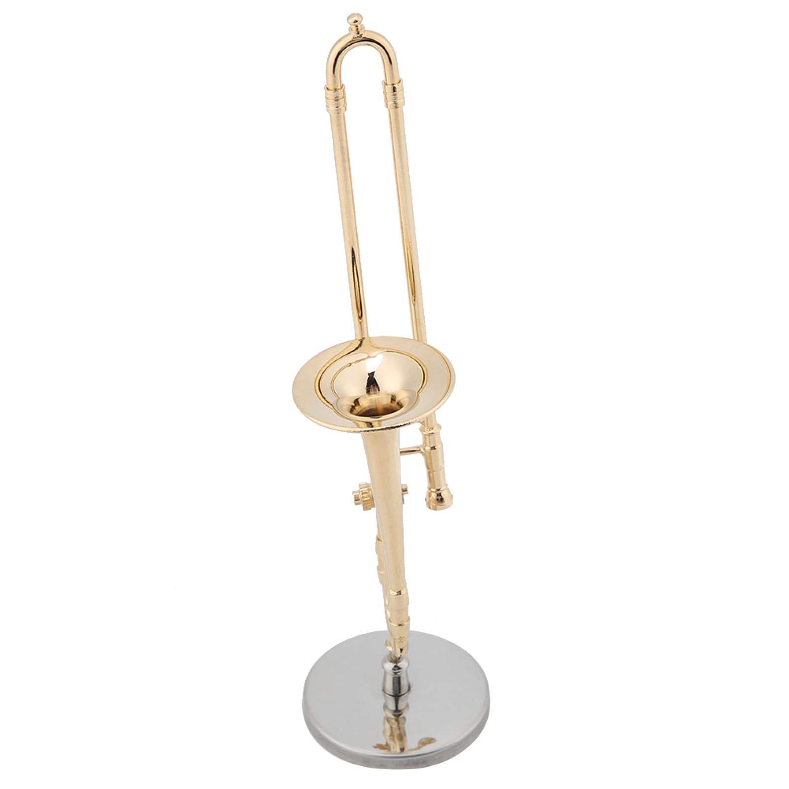 Strumenti in miniatura, modello musicale per Natale e di compleanno, trombone in ottone dorato per accanto al tavolo Libreria da scrivania in sala da musica