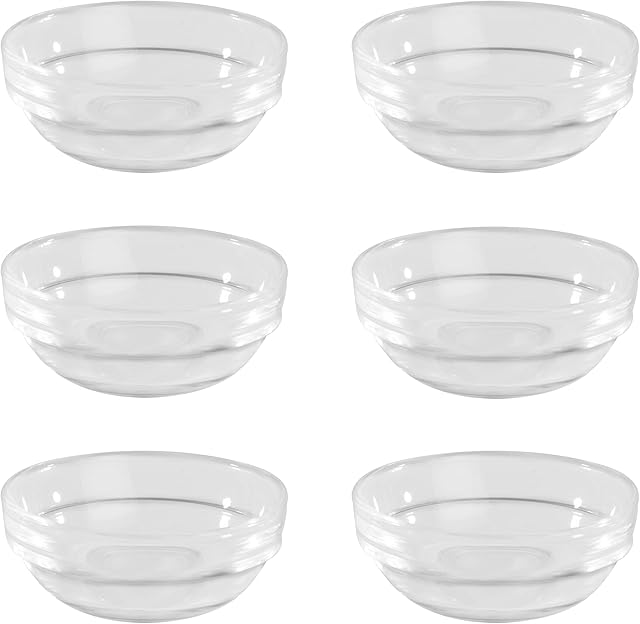Glass Condiment Dishes - Set of 6 | Small Bowls for Dips | Sauce Pots for Serving | Ingredient Bowls | Cooking Prep | Glass Ramekins | Dip Bowl | M&W