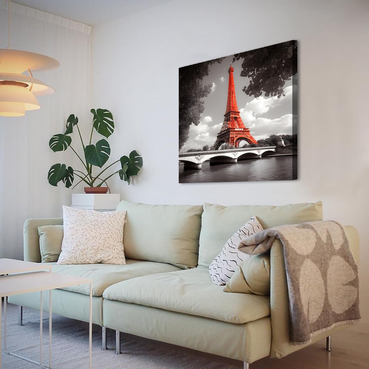 Via Vela Tour rouge toile art mural moderne paysage impressions œuvres d’art peinture noir et blanc design mural affiches pour salon appartement décor 70x70cm cadre intérieur