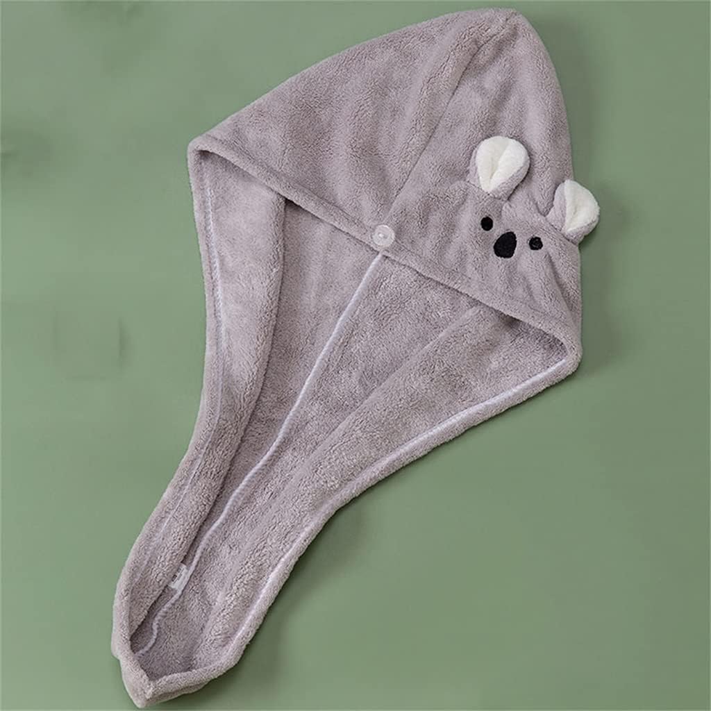 Dry Hair Cap Women's Cute Thickened Water-Absorbing Quick-Drying Soft Turban Shower Towel(E)