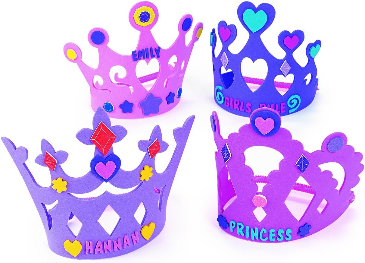 Fun Express DIY Birthday Crown Princes Party Kit - Makes 12 Princess Crowns for Girls | Birthday Party Hat | Kids Party Activity | Birthday Crown for Girls