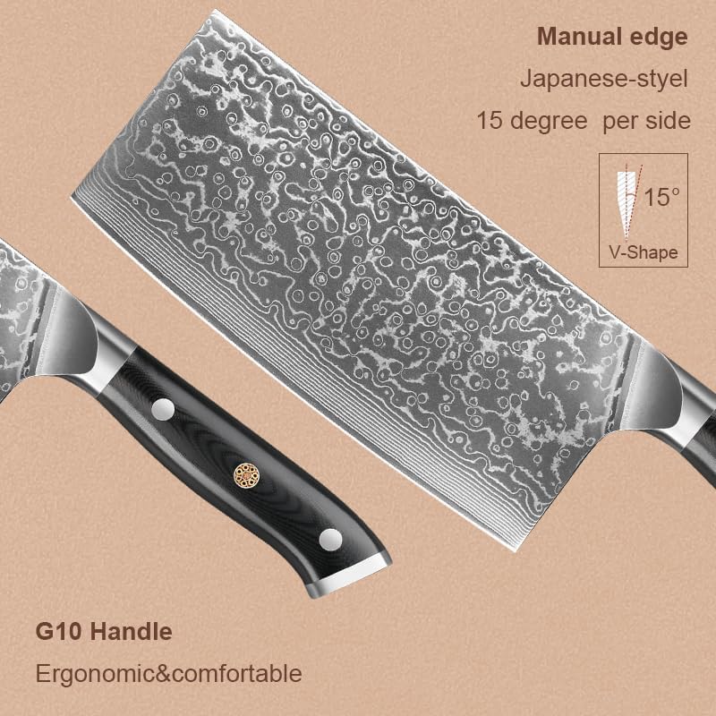 Meat Cleaver, 7.5 inch Cleaver Knife 67 Layer Damascus Chinese Vegetable Premium Kitchen Professional Chef Cooking Tools