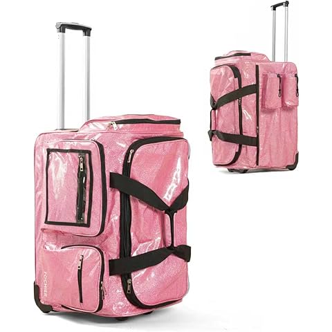Traveler 23 -Inch Pink Glitter Rolling Suitcase, Softside Luggage with 2-Wheel Design, Lightweight Carry-On Travel Bag