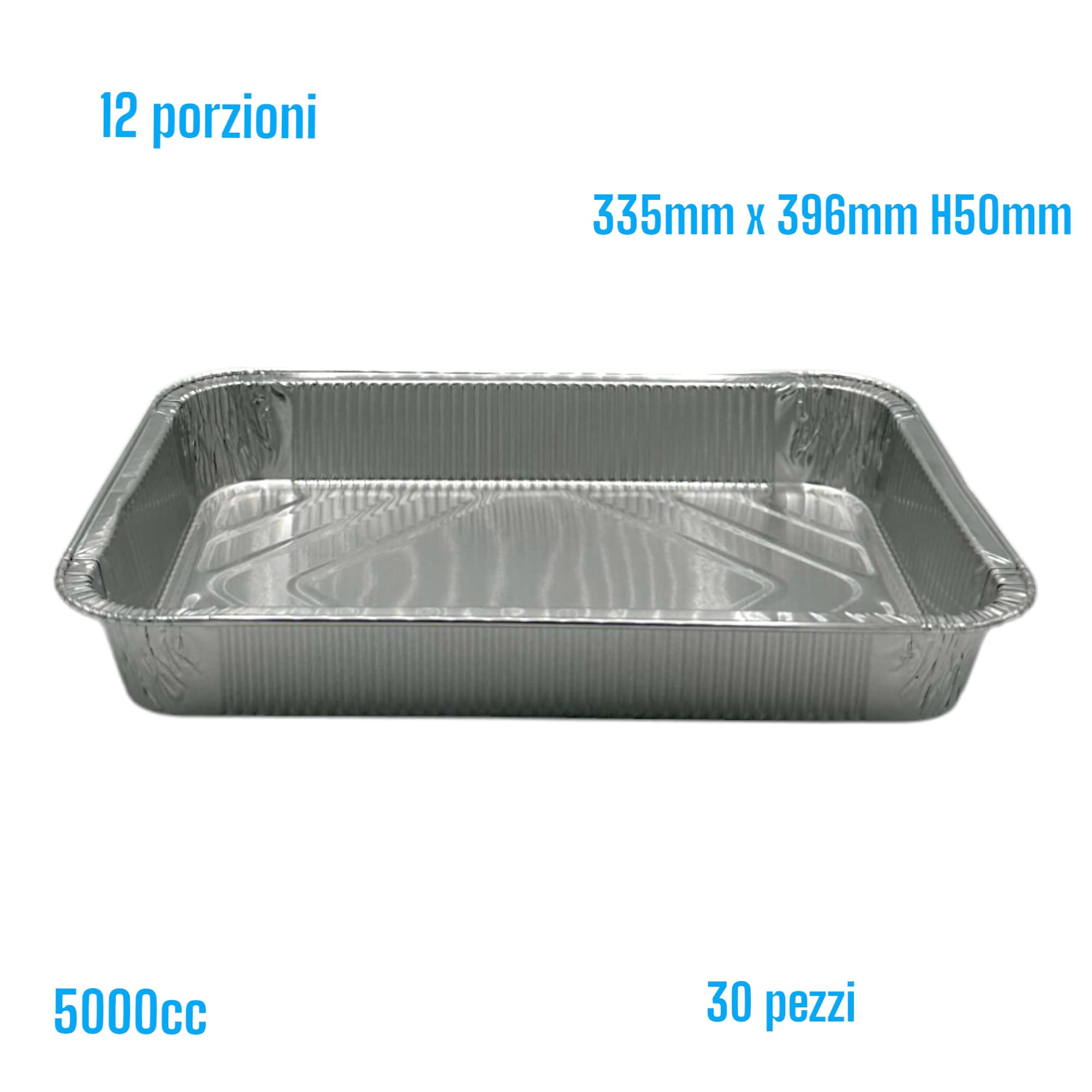 CF CARTA INGROSSO E DISTRIBUZIONE 30 contenitori in alluminio tradizionali 12porzioni, vaschetta monouso linea professionale, teglie in alluminio take way,forma rettangolare, 5000cc. (210)