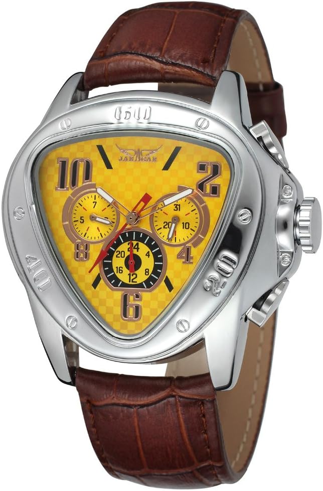 Sweetbless Wristwatches Men Triangle Date/Week/24Hours Auto Mechanical Watch