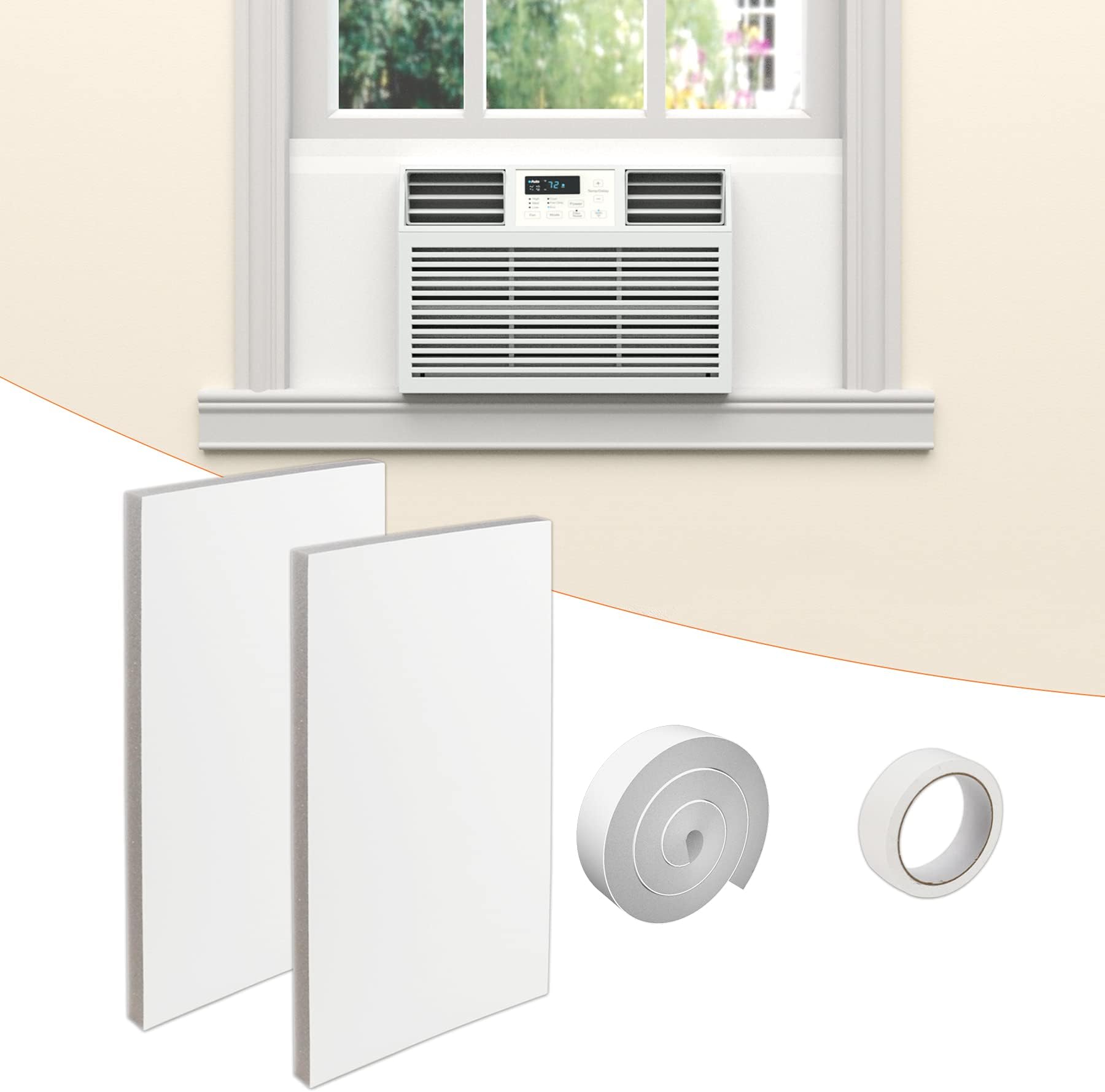 BEWAVE Window Air Conditioner Insulation Foam Panels, AC Side Surround Panels Kit