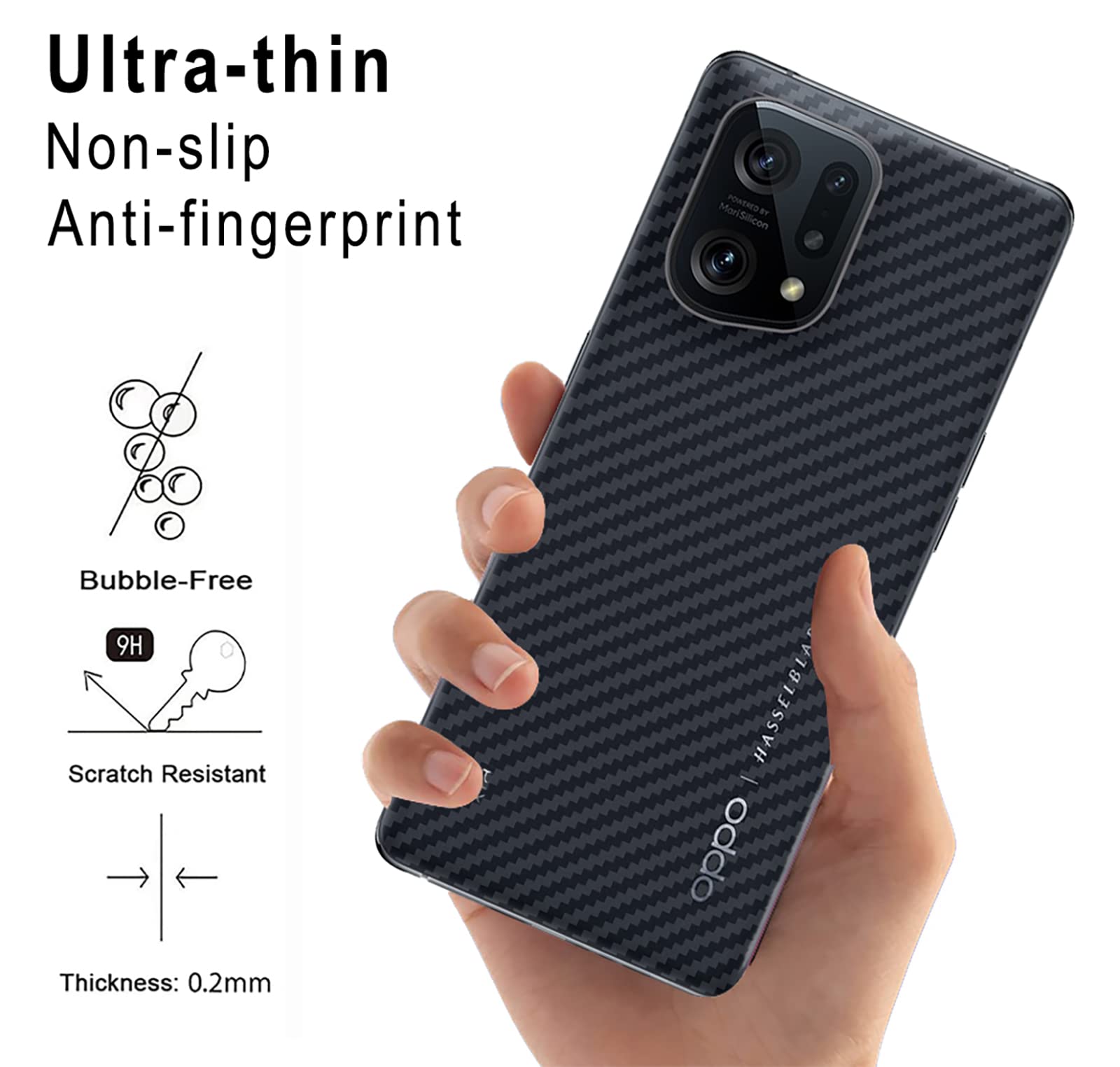 GIOPUEY Pellicola Protettiva Retro Compatibile con Oppo Find X5, [4
