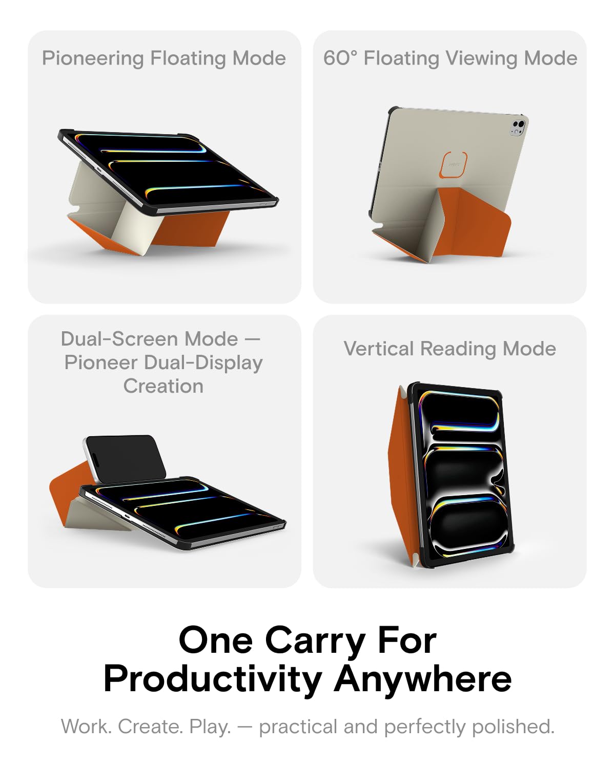 MOFT Dynamic Folio Étui pour iPad Air 11" (M4 2026/M3 2025/M2 2024) & iPad Air (5ème Gén.2022) / (4ème Gén.2020)–[Coins Renforcés] Support Magnétique Stable et Fin, Blanc Sable