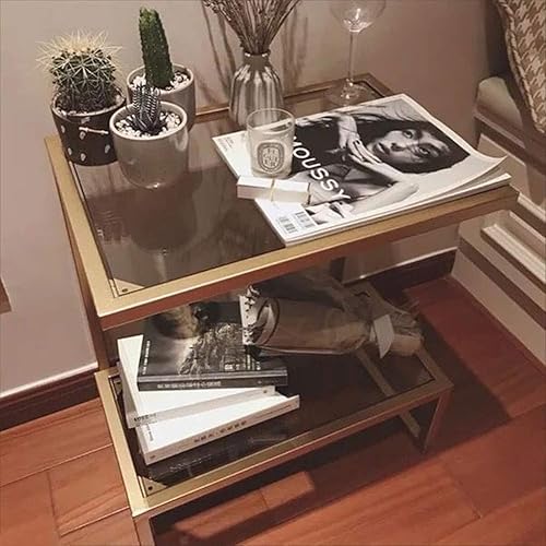 Miniatura 2 de Mesa de Centro Mesa de centro en forma de G, mesa auxiliar cuadrada creativa, parte superior de vidrio y metal con acento e acento decorativo para