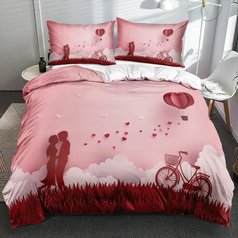 Housse de couette 220x240 lit adulte parure de lit romantique pour couple