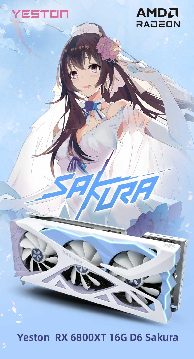 グラフィックボード・グラボ・ビデオカード Yeston Radeon RX6800XT 16GB Sakura Waifu Amazon.com: Yeston Sakura Radeon RX 6800 XT 16GB D6 GDDR6（No HDMI
