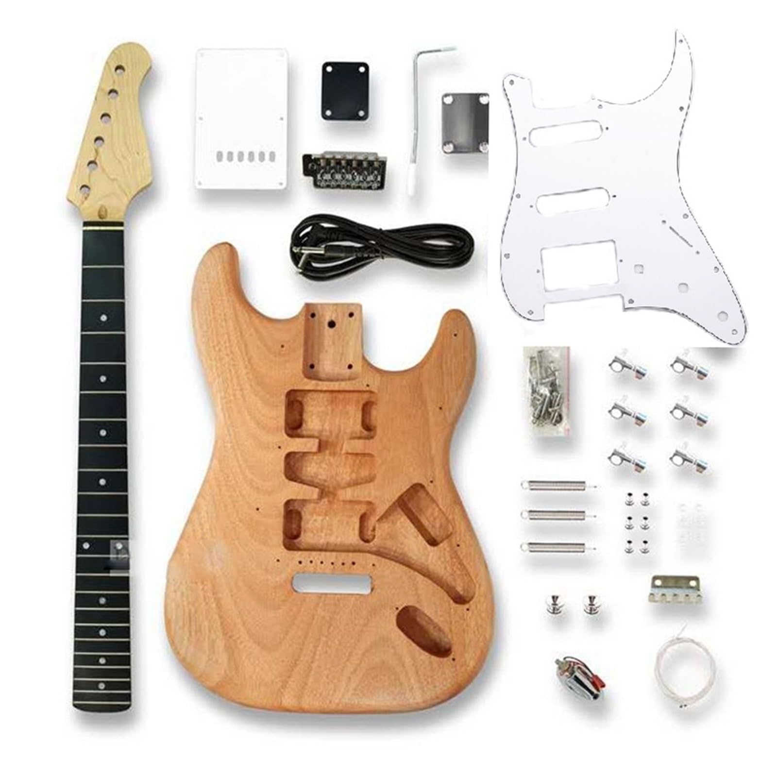 Unfinished Guitar Body Double Shake Electric Guitar Kit Assembly DIY 6 String 22 Fret Accessories(For st)