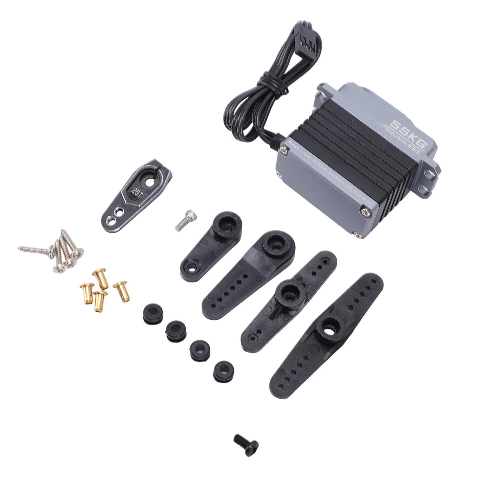 Keenso Bürstenloser 55-kg-Servo, Vollmetallkonstruktion mit Stahlzahnrädern und Magnetischem Encoder für RC-Modellautos und Crawler