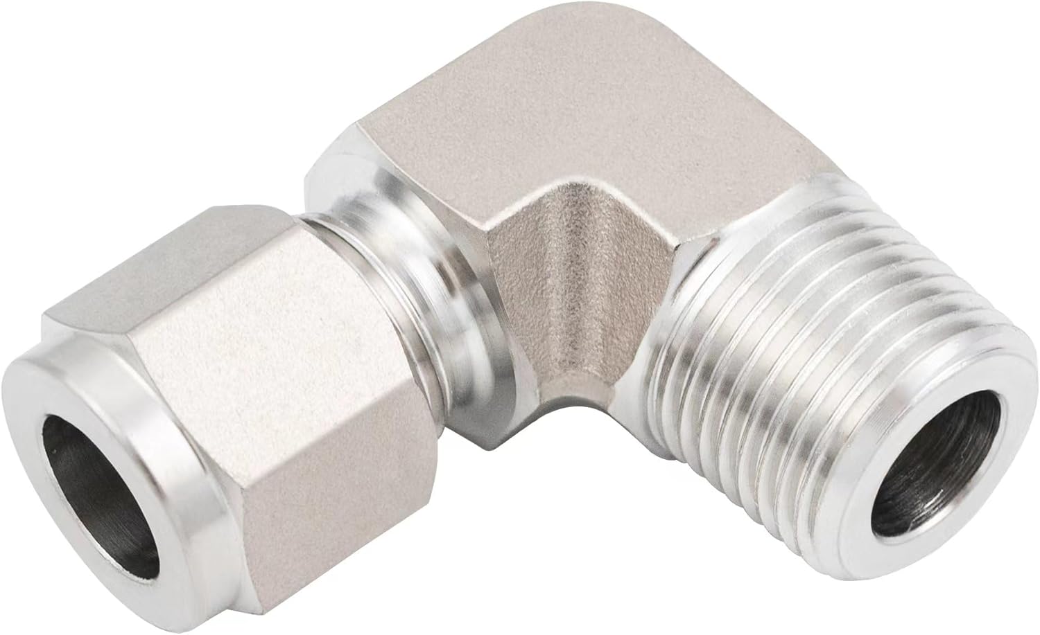 Stainless Steel 316L Forged Compression Tube Fitting Straight Male Adapter with Double Ferrules, 1/4" OD (7/16-20UNF) x 1/4" NPT Male, 1pc