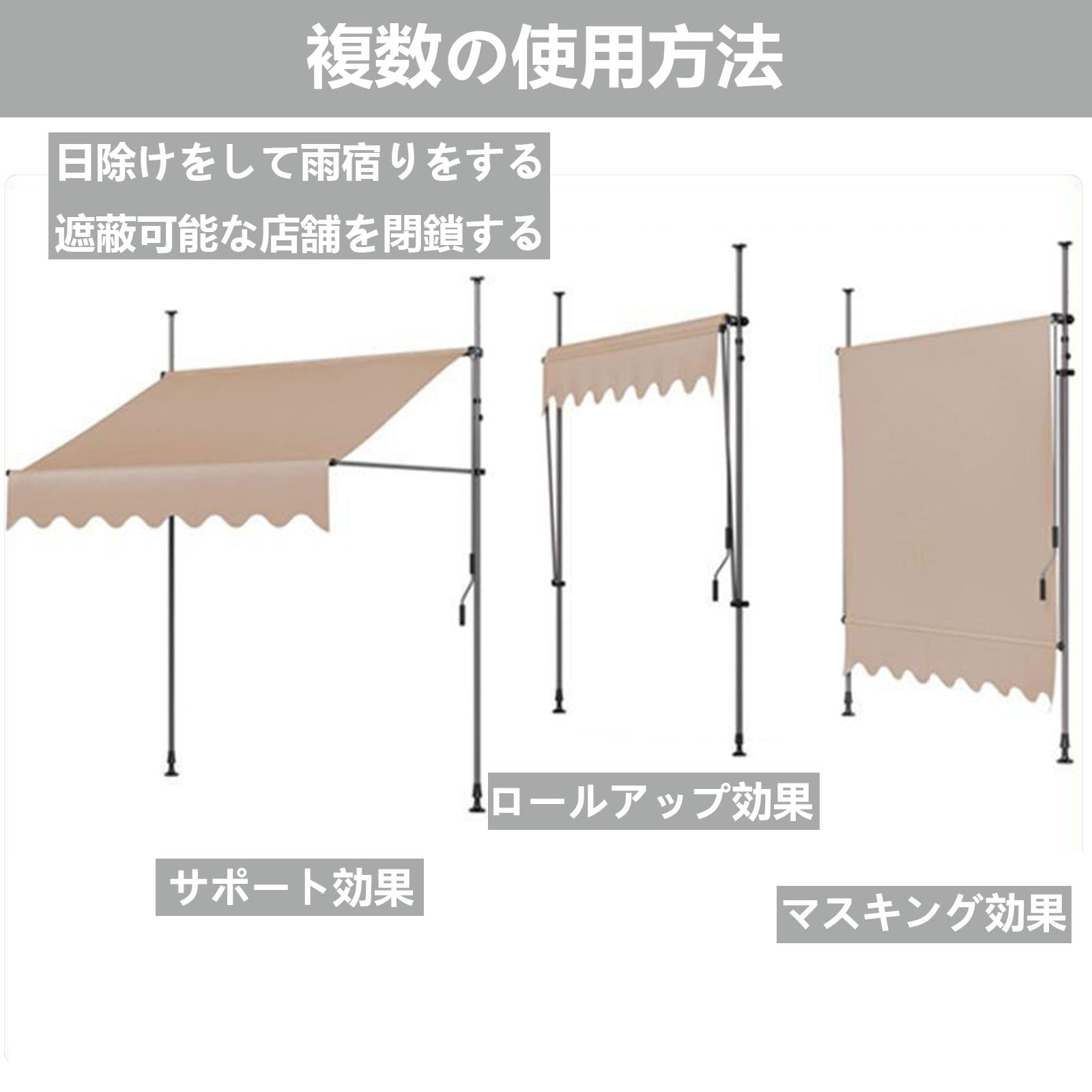 Amazon.co.jp: 手動格納式オーニング 屋根オーニングテント