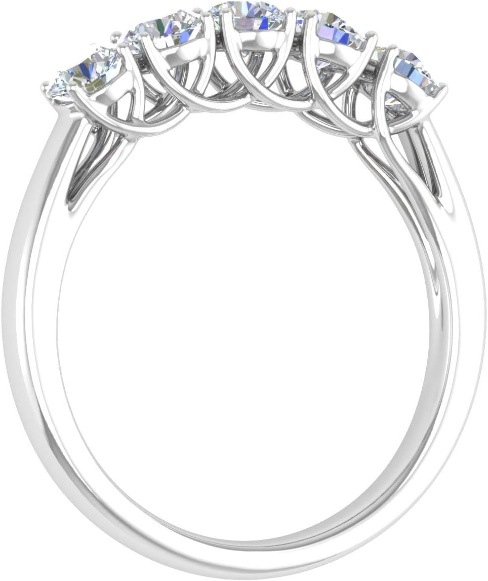 FINEROCK 1 Carat 5-Stone Diamond Wedding Band Ring in 14K Gold