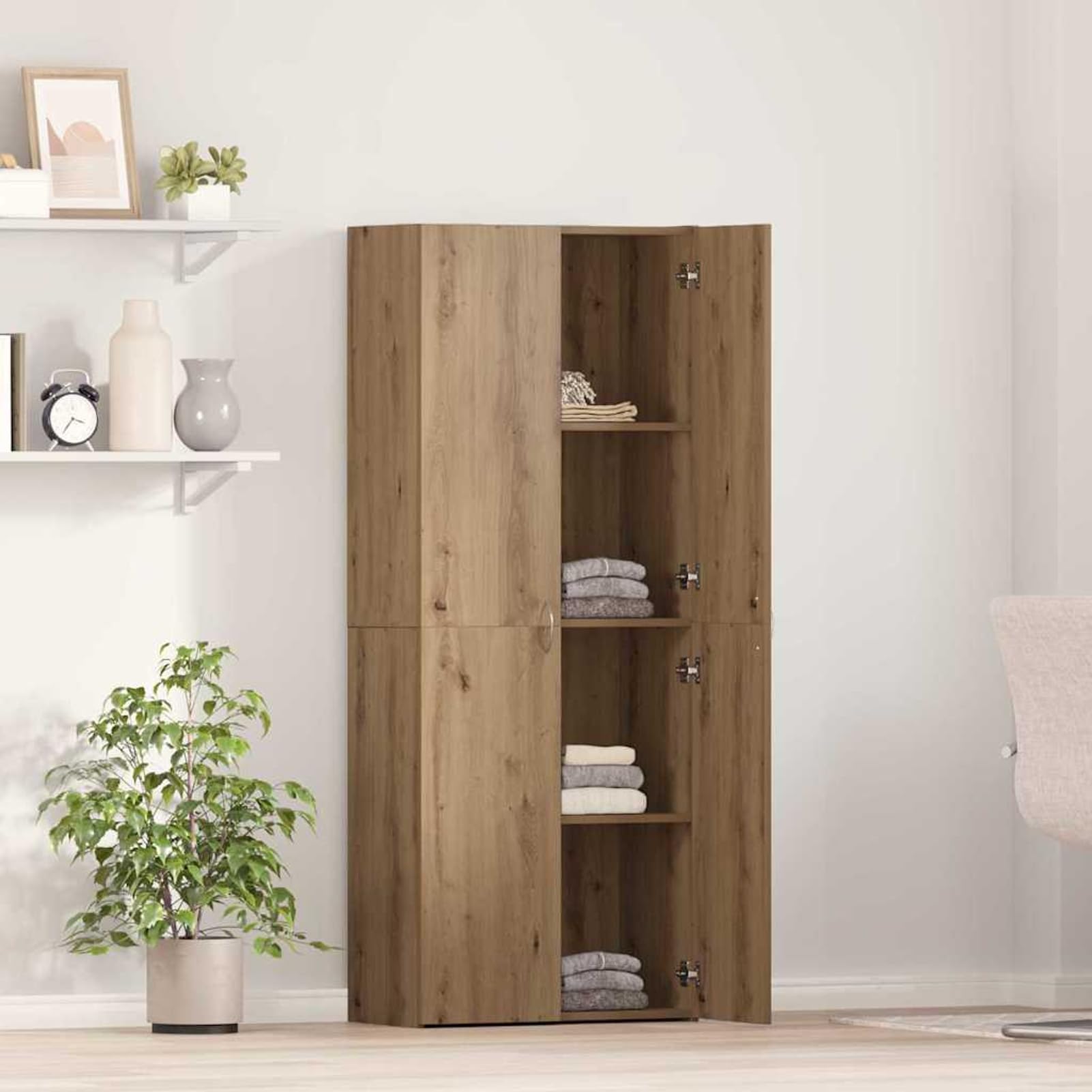 Homgoday Moderner Büroschrank Artisan-Eiche Holzwerkstoff 60 x 32 x 152,5 cm - für effizientes Büro-Organisation Model3365559