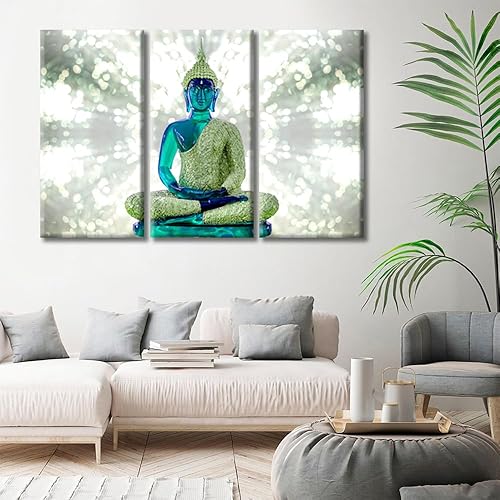 Vista 213 de TUMOVO Wall Art for Living Room Buddha Sculpture Flower Paintings Canvas Wall Art 3 Panel Wall Art Canvas Artwork Wall Decor Large Wall Decor Canvas