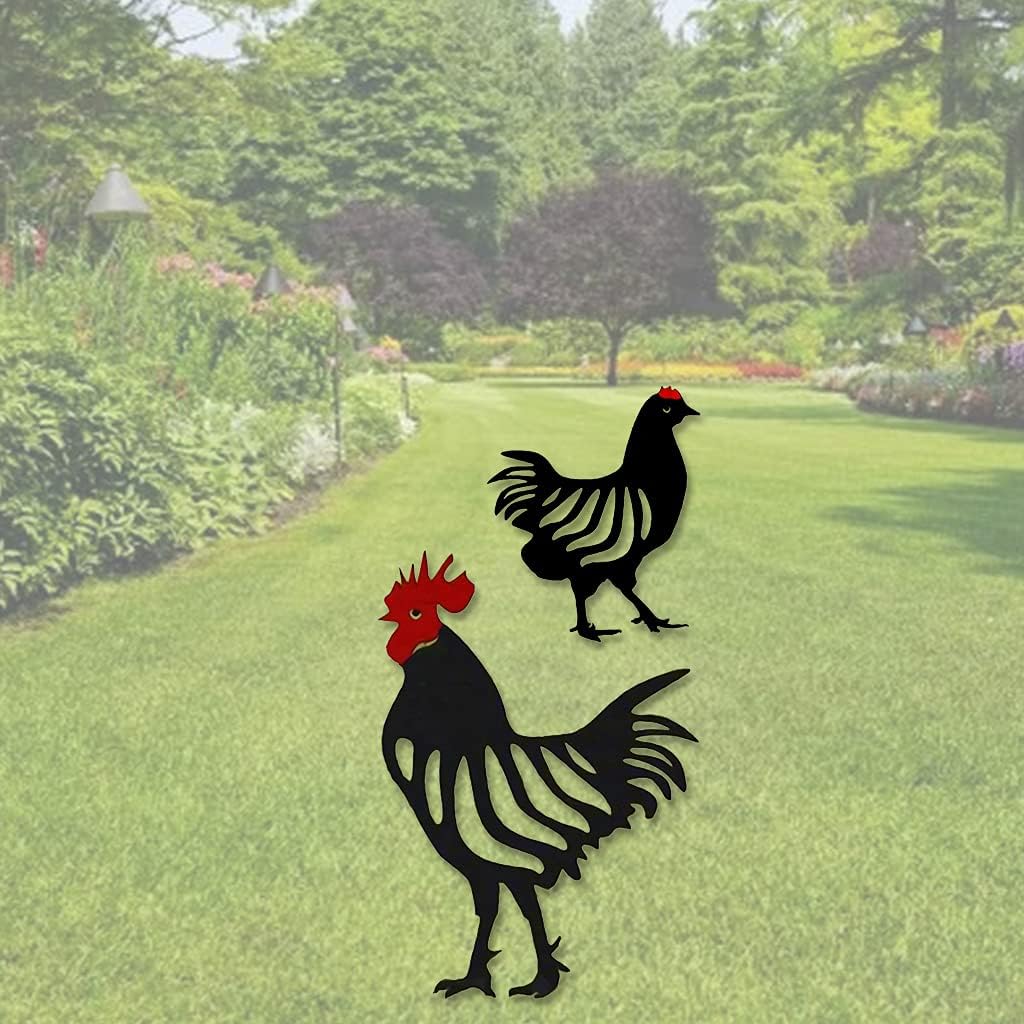 Insert Ground Plug Hen/Rooster Shaped Courtyard Decoration Courtyard-caste Stainless Steel Grass Decor Sign Yard Sturdy Gardening Supplies