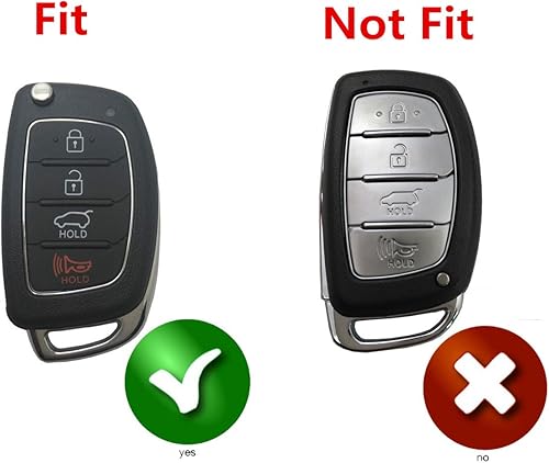 Miniatura 2 de Funda protectora de silicona para llavero para Hyundai Sonata Santa Fe, entrada sin llave, control remoto, llavero (rosa + negro)