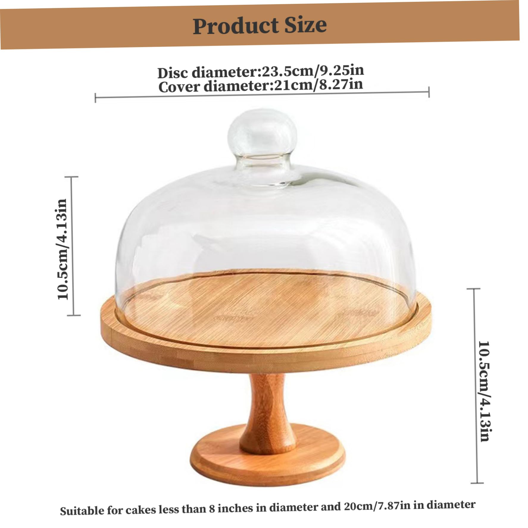 Soporte para tartas con tapa, cubierta de madera desmontable para tartas, platos multifuncionales para cupcakes, para fiestas, postres, quesos, frutas y almacenamiento