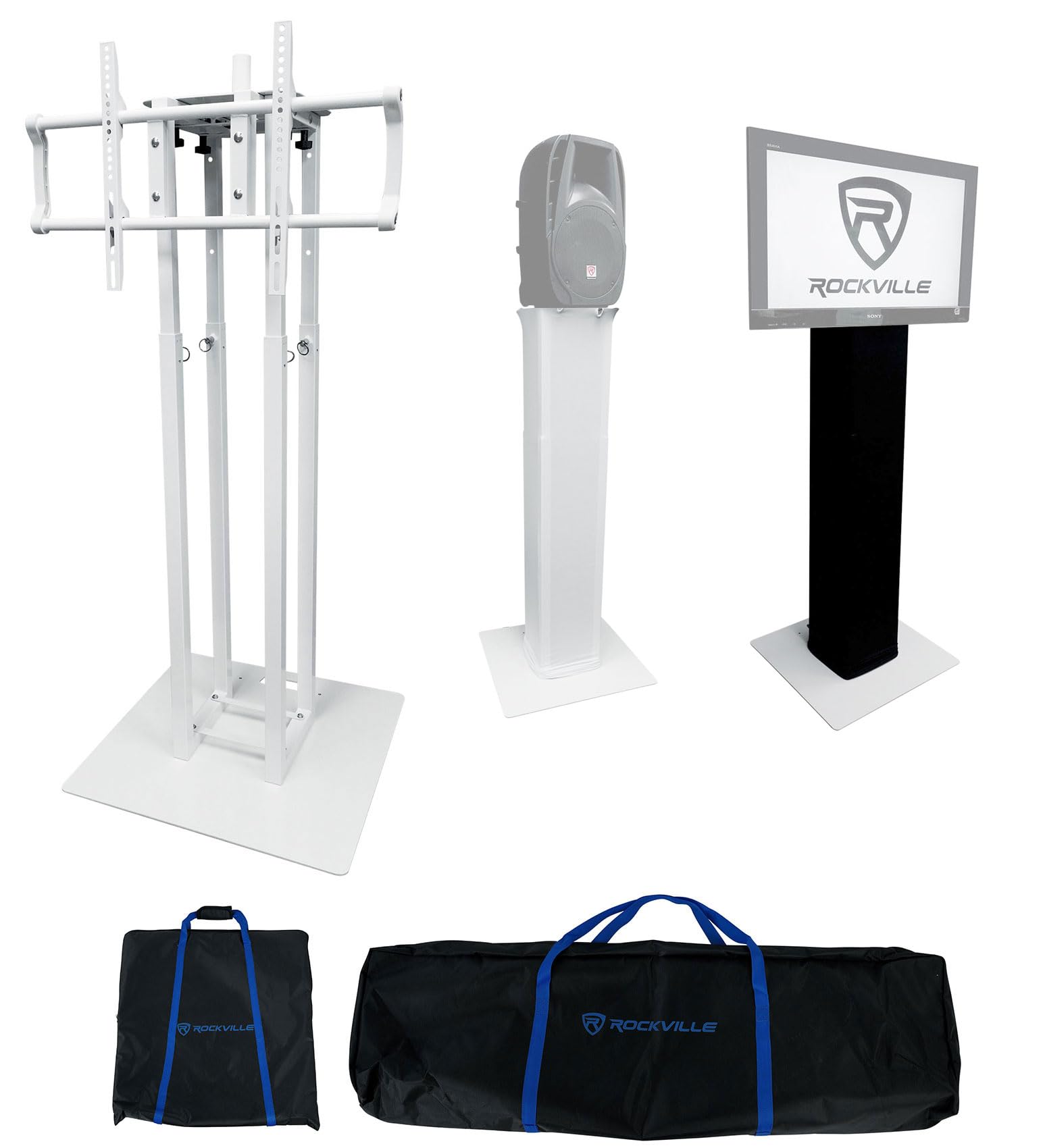 Amazon.com: Rockville RTP33-TV Pro White Totem Stand 220 lbs DJ