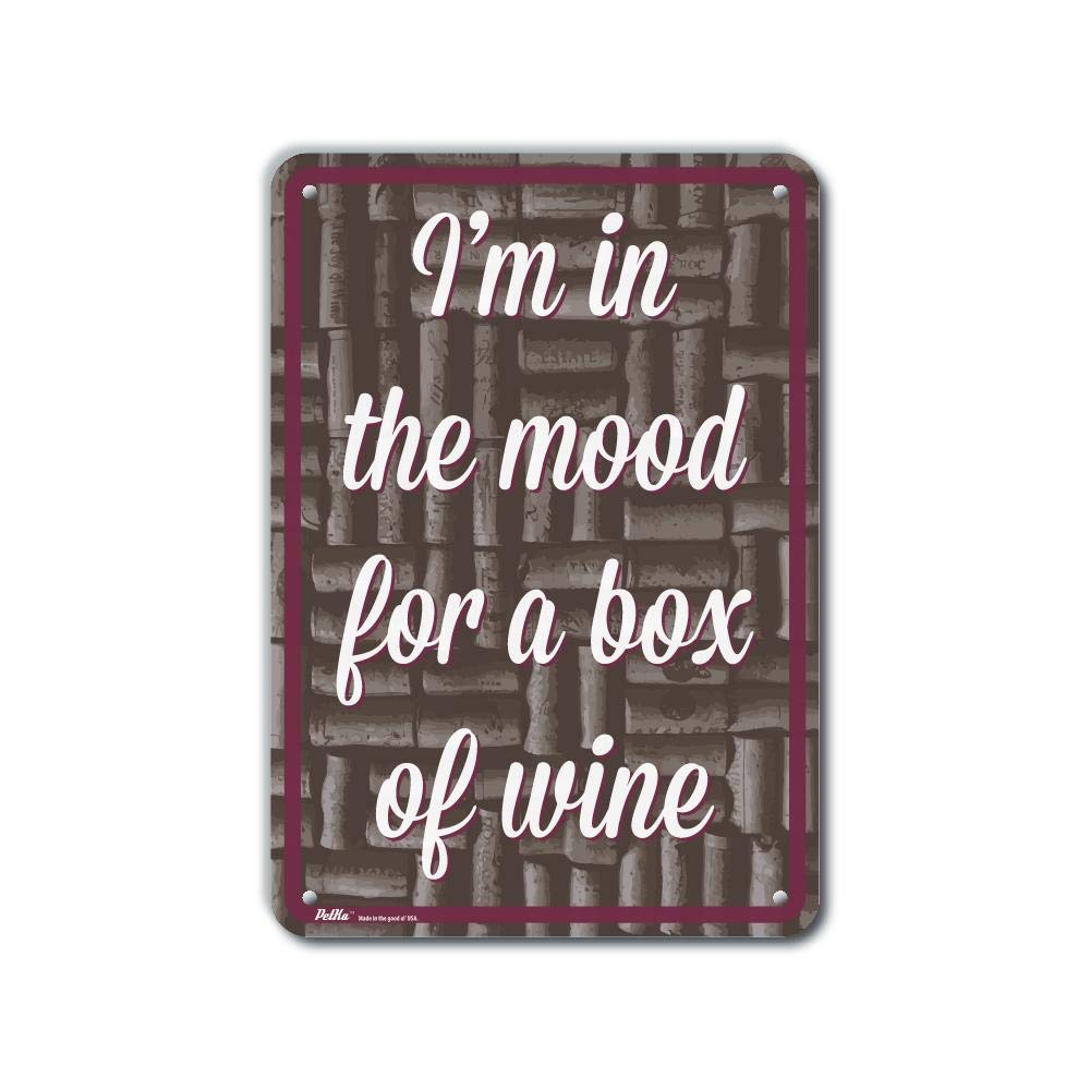 Panneau aluminium I'm in The Mood for a Box of Wine plaque murale liège 25x35