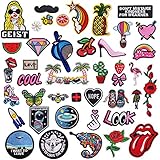 Aufnäher zum Aufbügeln bestickt, verschiedene Größen für Rucksäcke, Kleidung, Jacken, 42 Stück