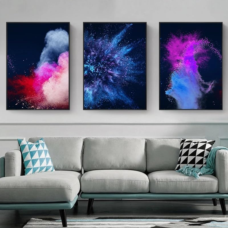 Tableau abstrait coloré sur toile moderne LTjiajuypd triptyque salon 50x75 cm