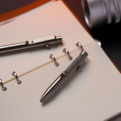 Miniatura 7 de KeyUnity KP05ST Bolt Action Pen with Clip, Titanium Alloy EDC Pocket Pen Retractable Metal Ballpoint Pen for Everyday Carry