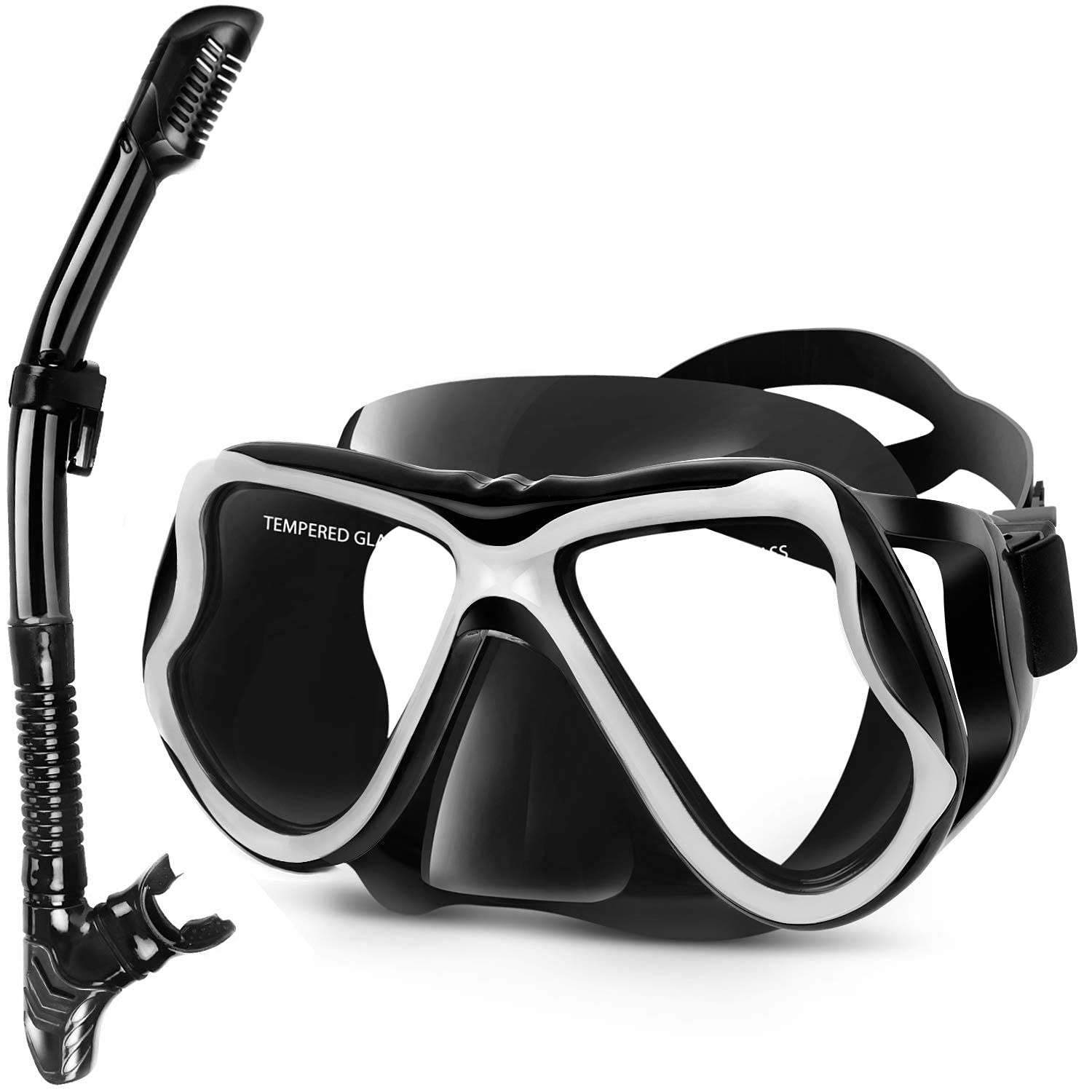 Enyee Dry Snorkel Set, Panoramic Wide View, Anti-Fog Scuba Diving Mask, Easy Breathing and Professional Snorkeling Gear for Adults