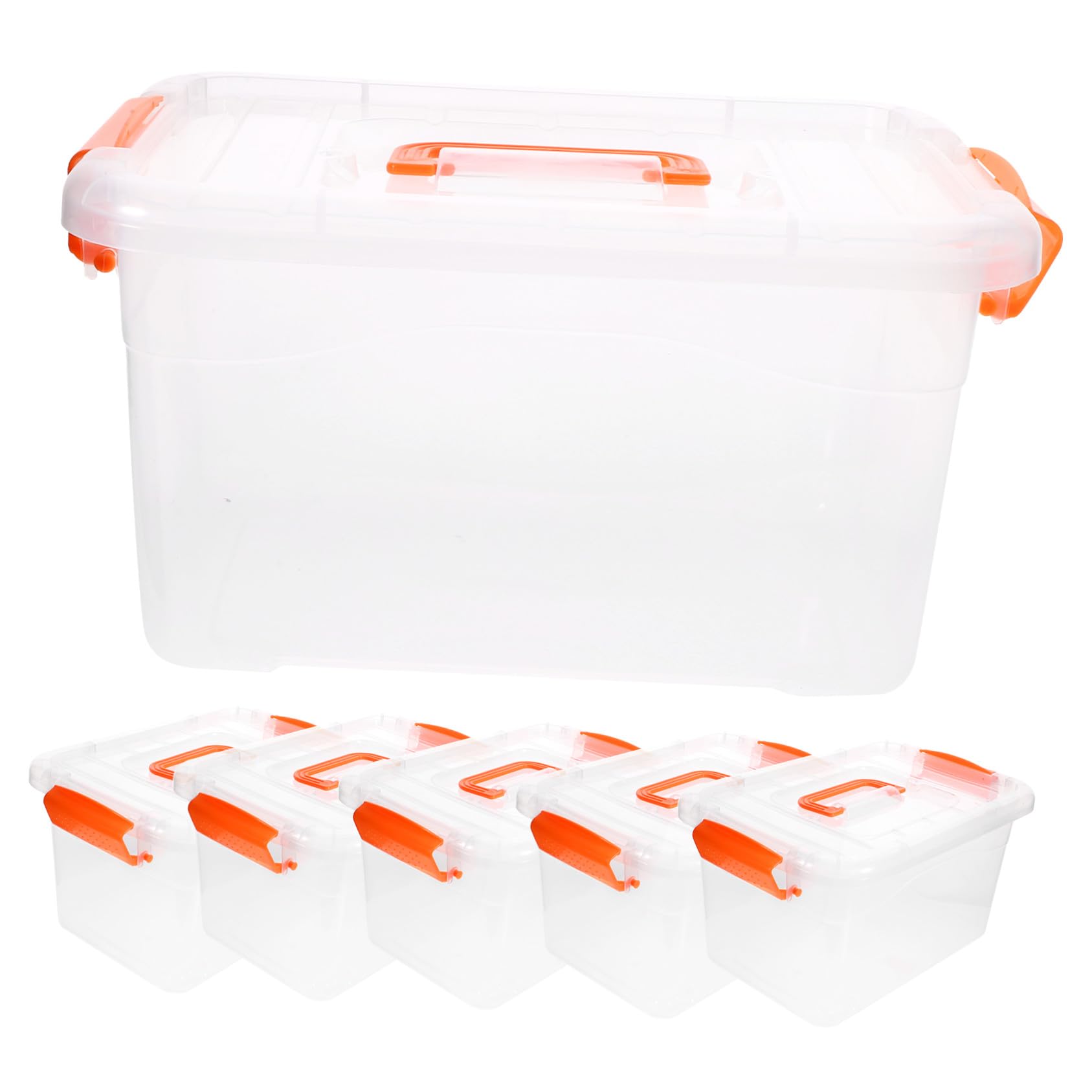 Mikikit Cajas de Almacenamiento Transparentes Grandes 3 Litros Tapa y Asa, Plástico Resistente, Portátiles y Apilables para Hogar y Cocina, Set de 6 Unidades para Organización Diaria