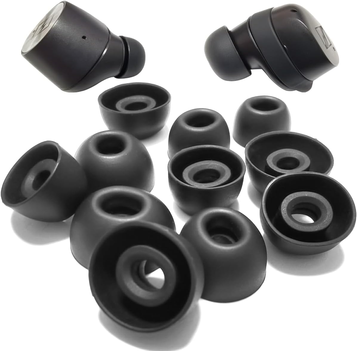 6 Pairs Silicone Earbuds Tips for Sennheiser Momentum True Wireless 2, Replacement Ear Tips for Sennheiser Momentum 3, Sennheiser CX Series, Black