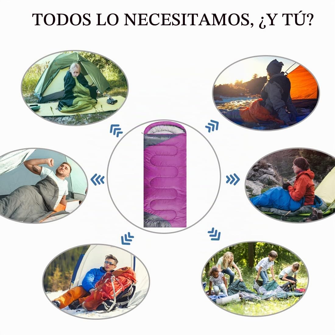 tuphen Sacos de Dormir Mochila de Hombro Senderismo Camping Forro de Microfibra, 4 Estaciones, Uso Interior y Exterior, Ligero e Impermeable