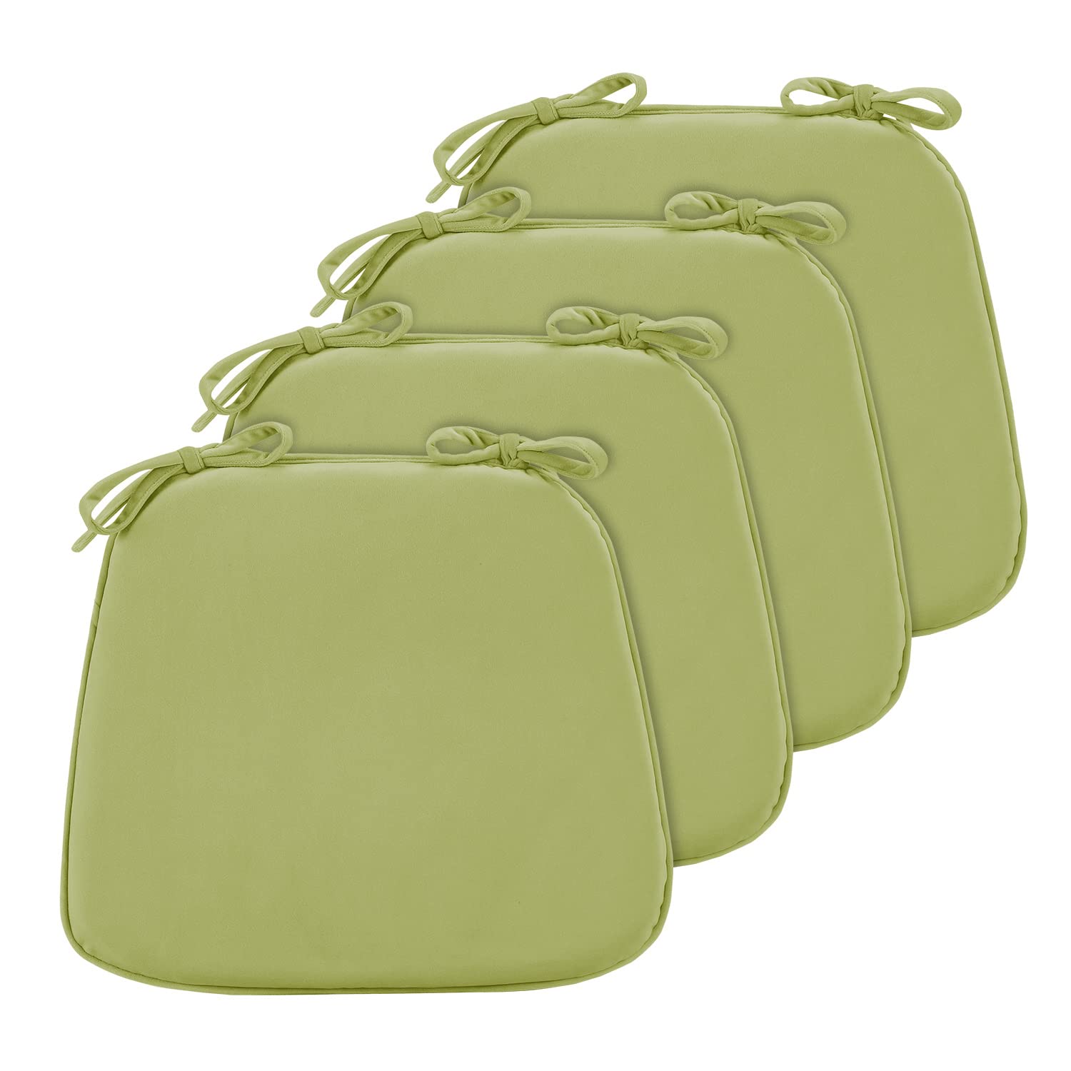LOVTEX Chair Cushions for Dining Chairs 4 Pack - 17"x15"x1.5" Kitchen Chair Cushions - Dining Chair Pads with Ties, Green