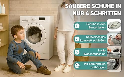 GLANZGURU Schuhwaschbeutel für Waschmaschine – 2 Stück Premium Waschbeutel für Schuhe, Sneaker & Sportschuhe – schützt vor Verformung & Abnutzung, robust & langlebig, Weiß