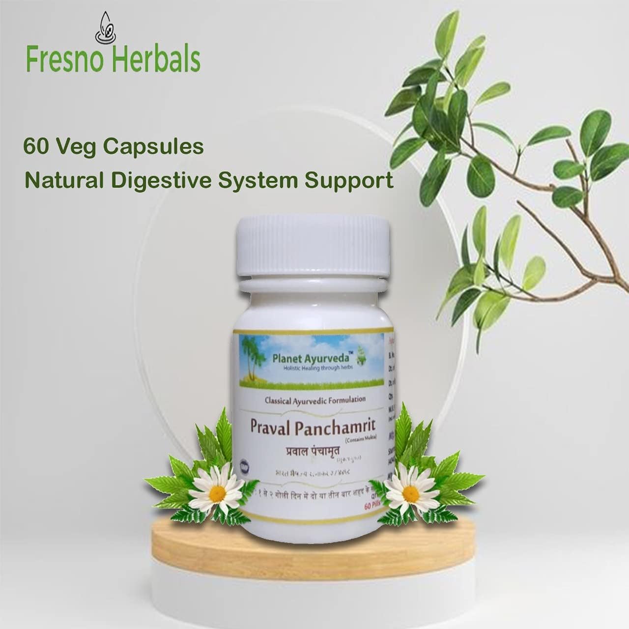 Planet Ayurveda Praval Panchamrit | The Ayurvedic Treatment of Bloating| Natural Digestive System Support | Maintain Healthy Urinary System | 60 Veg Capsules Each, Pack of 1