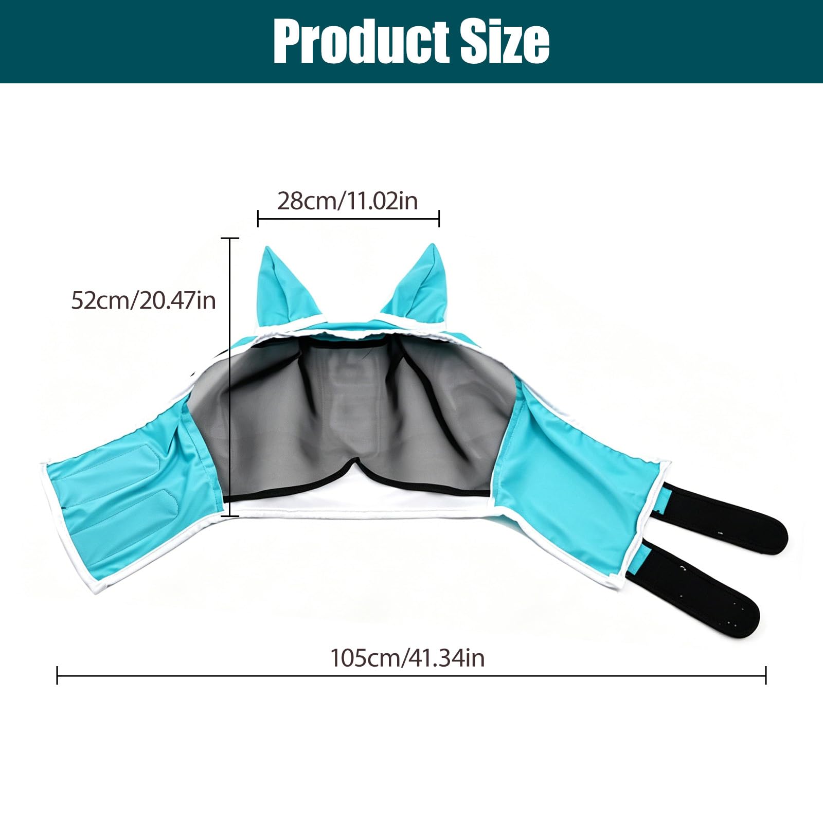 Masque Anti-Mouches pour Chevaux Bleu Protection UV (L)