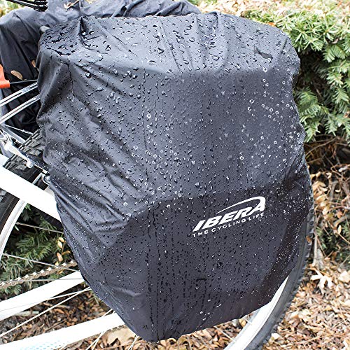 Ibera Bicycle Bag Pakrak Clip-On Quick-Release All Weather Bike Panniers (Pair), Includes Rain Cover , Black #TOP5