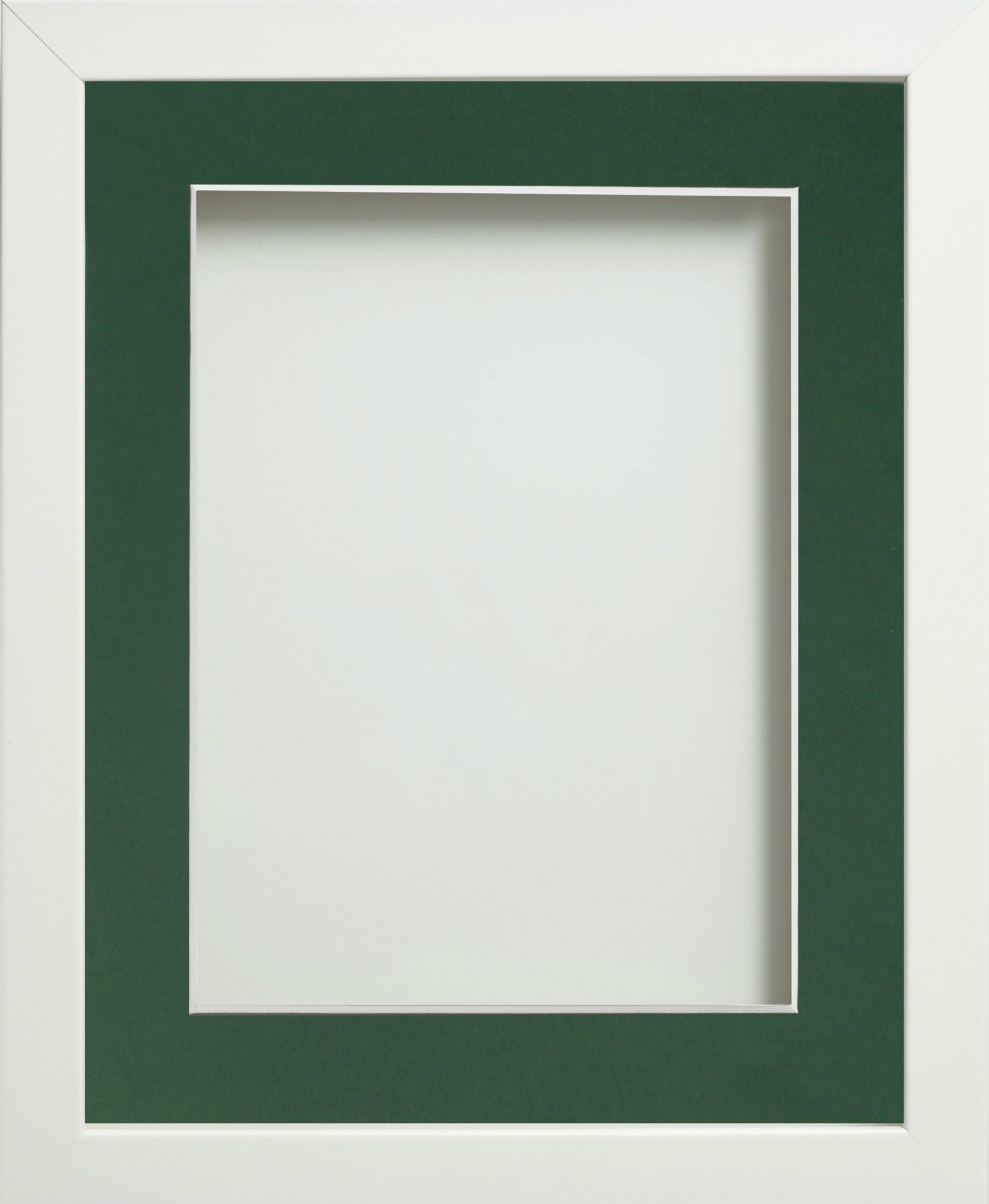 Frame Company Connolly Range White Wooden Picture Photo Frame with Bottle Green Mount, 20x16 for pic size 15x10 *Choice of Sizes*