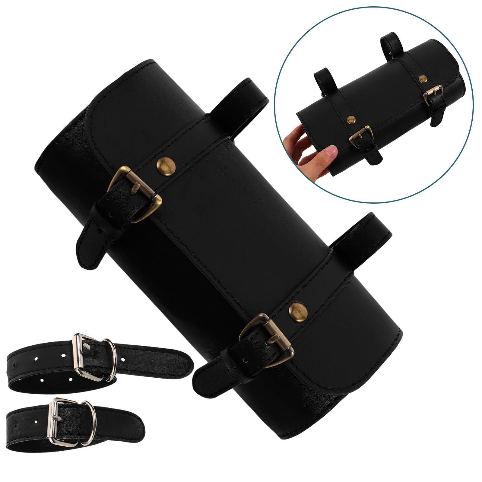 OUNONA Sacoche de Moto Vintage Pochette de Rangement Rétro pour Guidon Sacoche de Selle pour Moto Cruiser et Scooter Électrique et Trousse à Outils