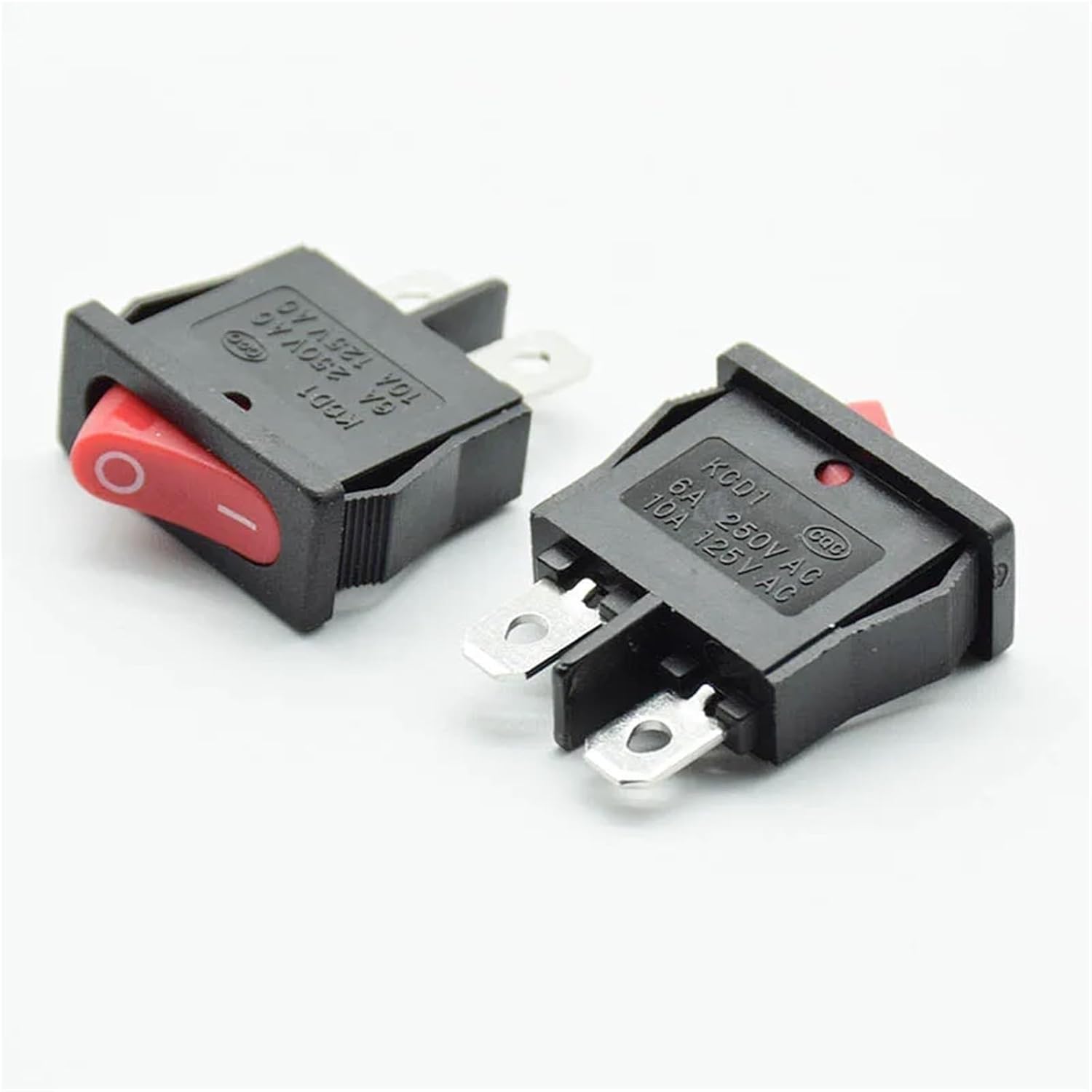 10PCS 10 * 22mm Black Red Ultrathin Rocker Switch Small Instrument Power Switch 6A 250V 10A 125VAC 10x22mm(Red 10pcs)