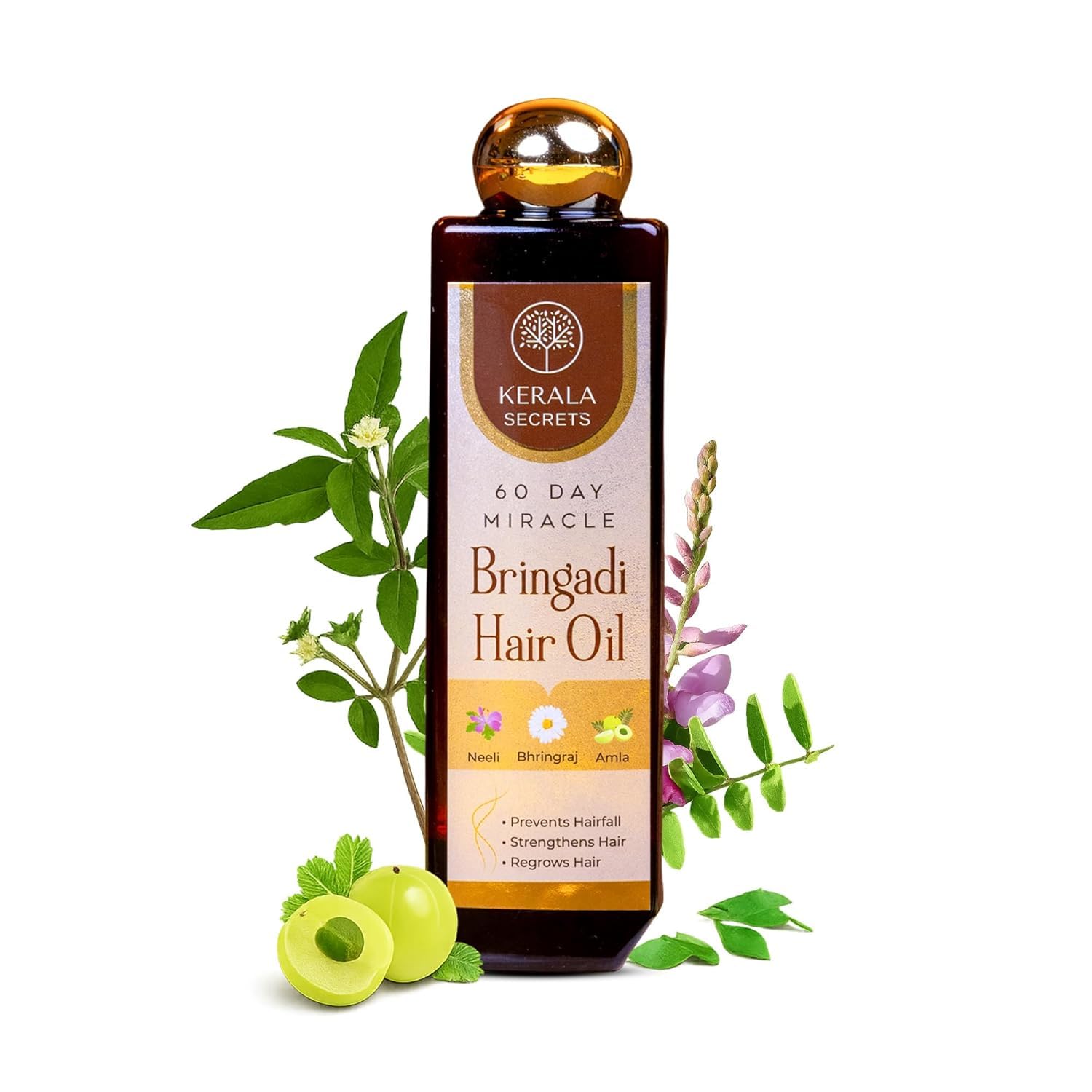 60 Day Miracle Bringadi Hair Oil 100 ML for Hair Growth and Hair Fall Control with Neeli Bhringraj and 15 Ayurvedic Herbs for Dandruff Treatment and Premature Greying Solution-image-4