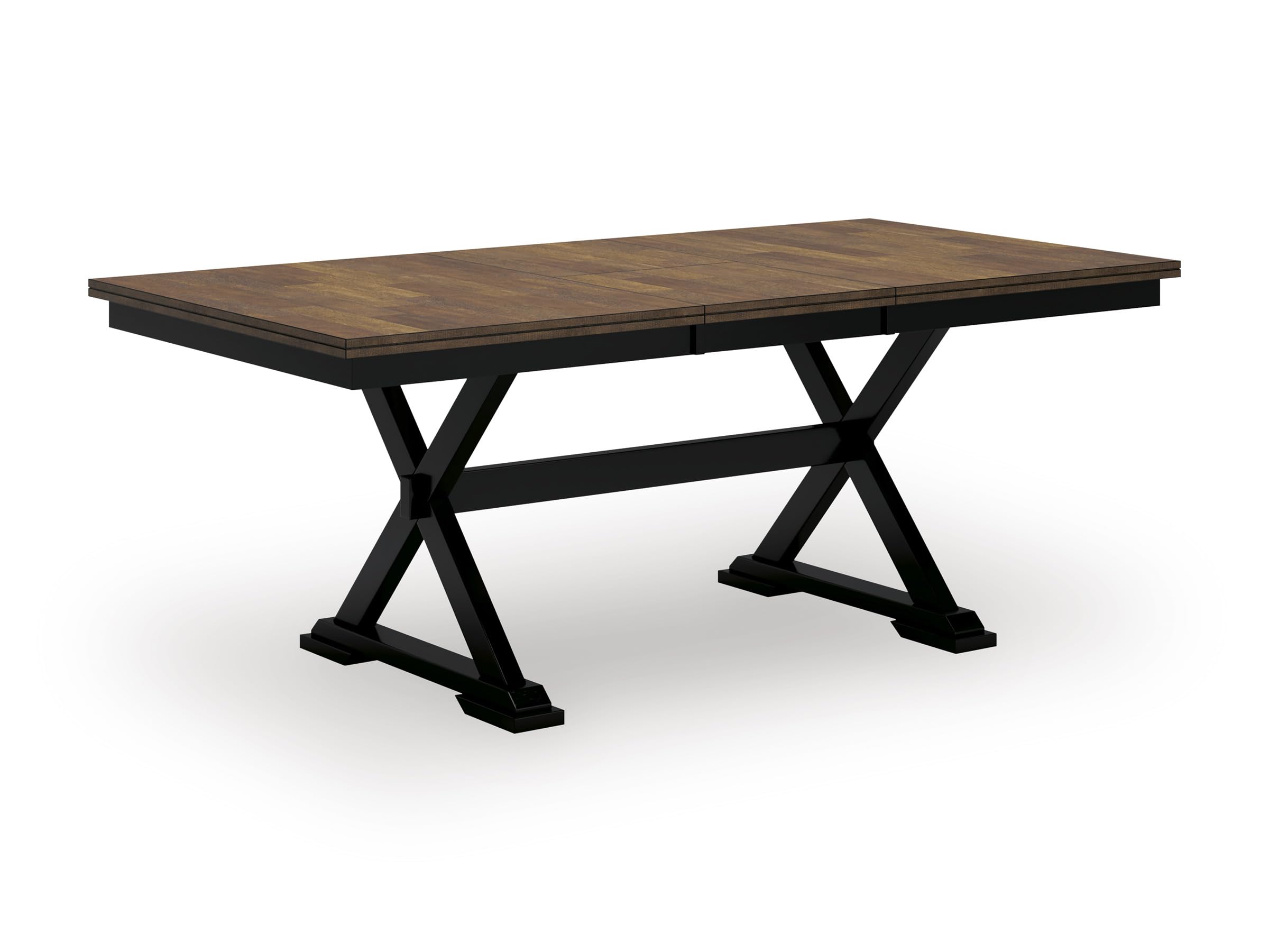 Photo 1 of ** minor corner damage**Signature Design by Ashley Wildenauer Dining Extension Table, 18" Self-Storing Butterfly Leaf, Hardwood Solids, Mango Veneer & MDF Substrate, Seats 6 to 8 for Kitchens, Black & Dark Brown, 78"