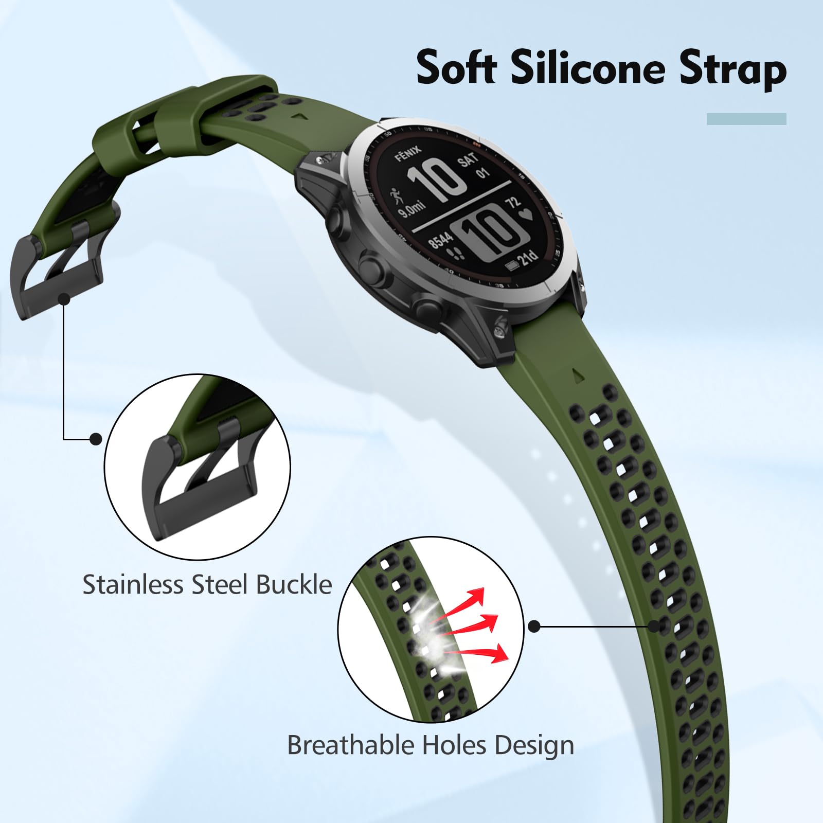 Smartwatch Garmin Cinturino Ricambio QuickFit 22 Nero Per GARMIN Fenix 5 E Forerunner 935 Art 010 12496 00 Mi Band - Foto 9