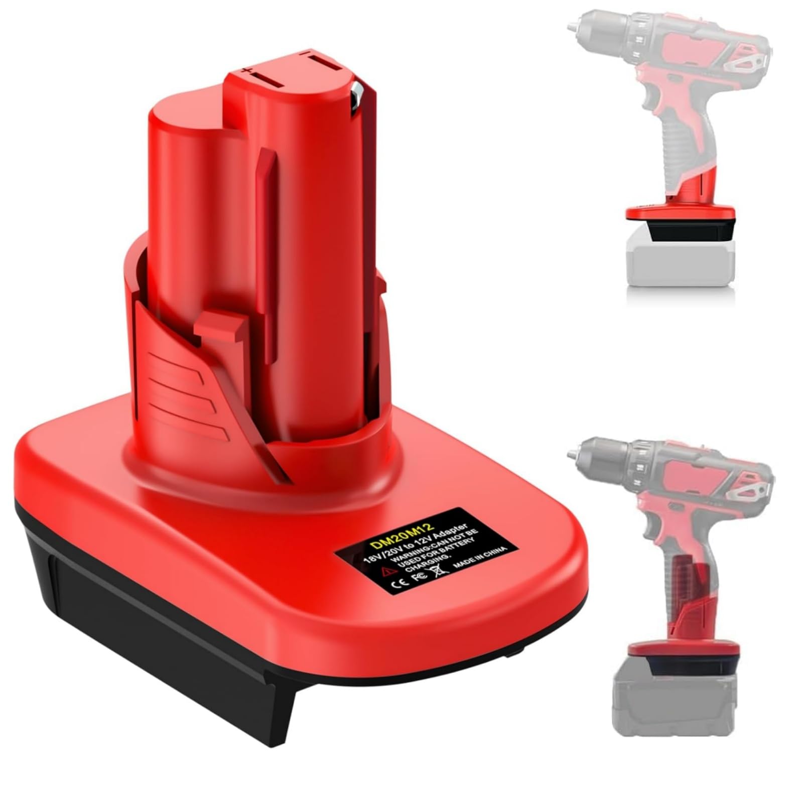 YUHDWRE MIL18M12 Battery Adapter for Milwaukee M-18 to M-12, Adapter Converter for Milwaukee 18V Battery to 12V Power Tools (1 Pack)