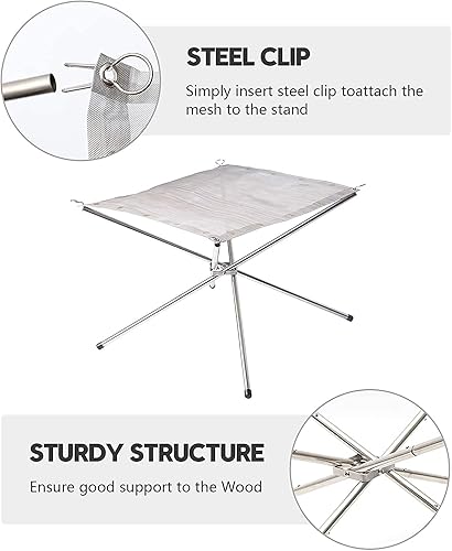 Miniatura 3 de Chimenea portátil de 22 pulgadas para exteriores, chimenea de malla de acero colapsante, perfecta para camping, patio trasero y jardín, bolsa de