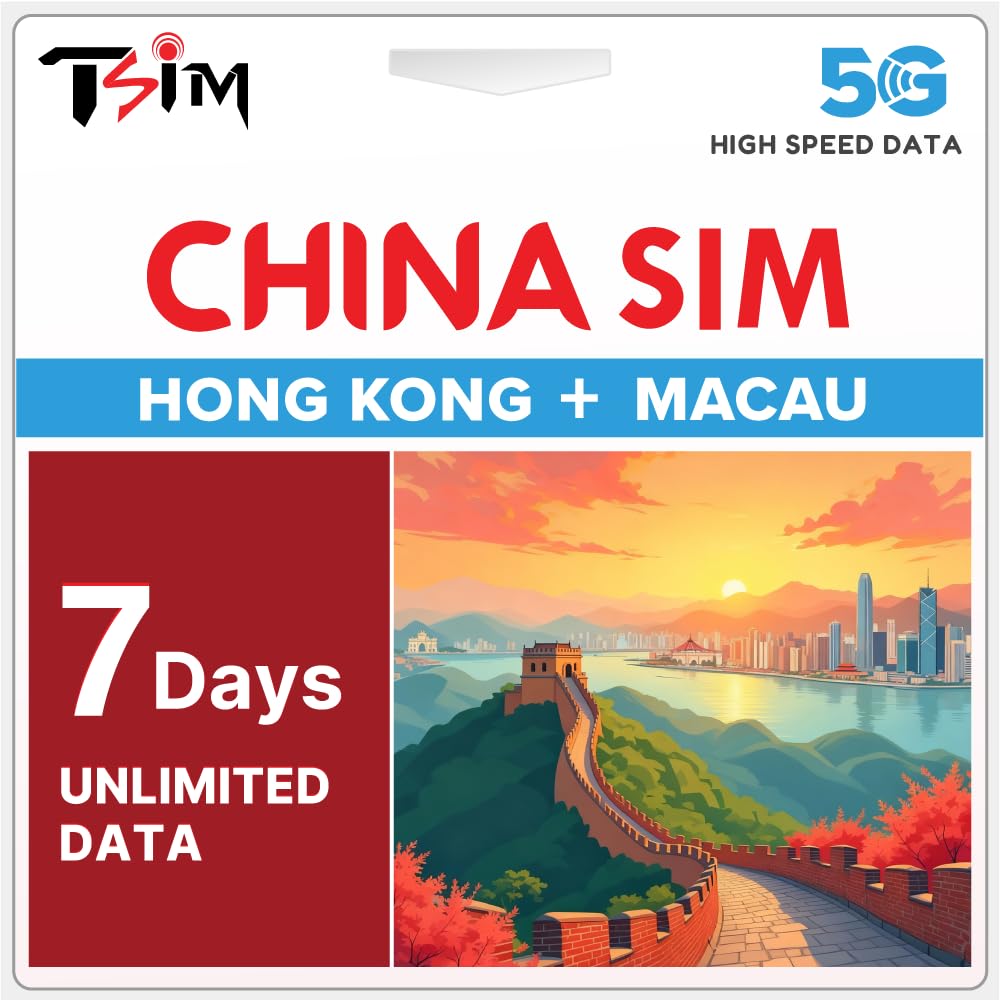 China SIM Card 7 Days Unlimited Data Sim | Hong Kong & Macau Coverage | High-Speed 5G/4G Data | Hotspot Supported | Refillable Plan | Auto-Activation | Data-Only (No Phone Number) | 24×6 Support