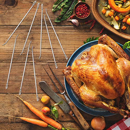 7 Pcs Poultry Lacing Kit Turkey Lacer 7 Inch Roasting Supplies Meat Trussing Needle Stainless Steel Pin and Cotton Twine Cooking Twine for Trussing, Tying Poultry Meat, Pig, Roasting Turkey by WILLBOND - Image 2